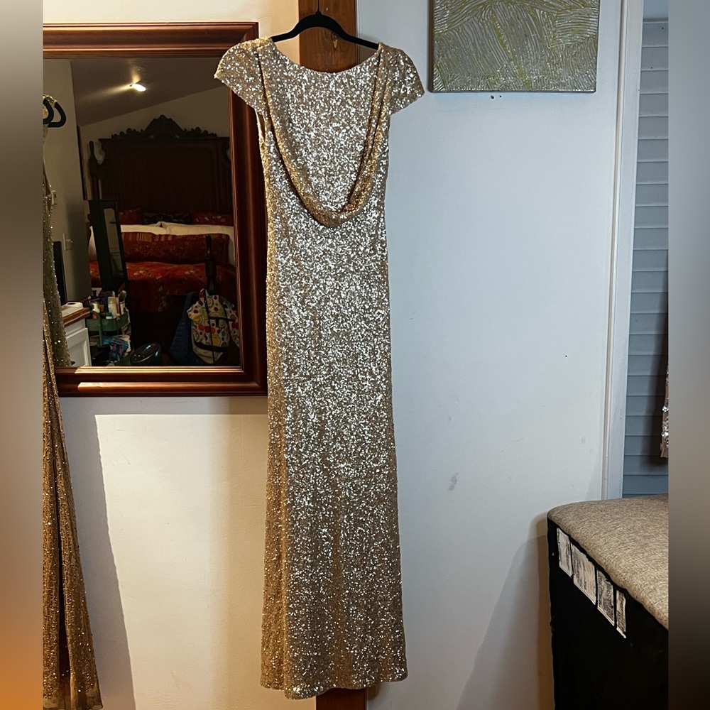 SORELLA VITA Gray Silver Cowl Neck Maxi Gown